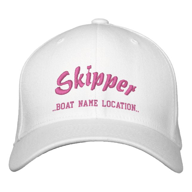 SKIPPER Customizable Boat Name Your Name Embroidered Hat (Front)