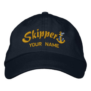 Skipper Customizable Your Name Rope Anchor Embroidered Hat