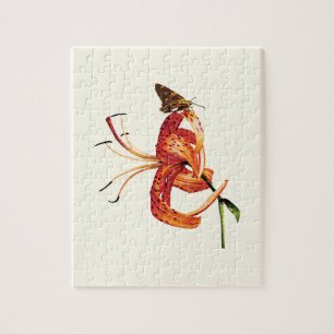 Skipper on Orange Tiger Lily Jigsaw Puzzle