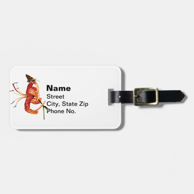 Skipper Orange Tiger Lily Luggage Tag (Front Horizontal)