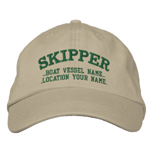 SKIPPER Personalize it! Boat Name Your Name Embroidered Hat