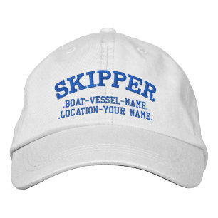 SKIPPER Personalize it! Boat Name Your Name Embroidered Hat