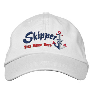 Skipper Personalize it Your Name Star Anchor Embroidered Hat