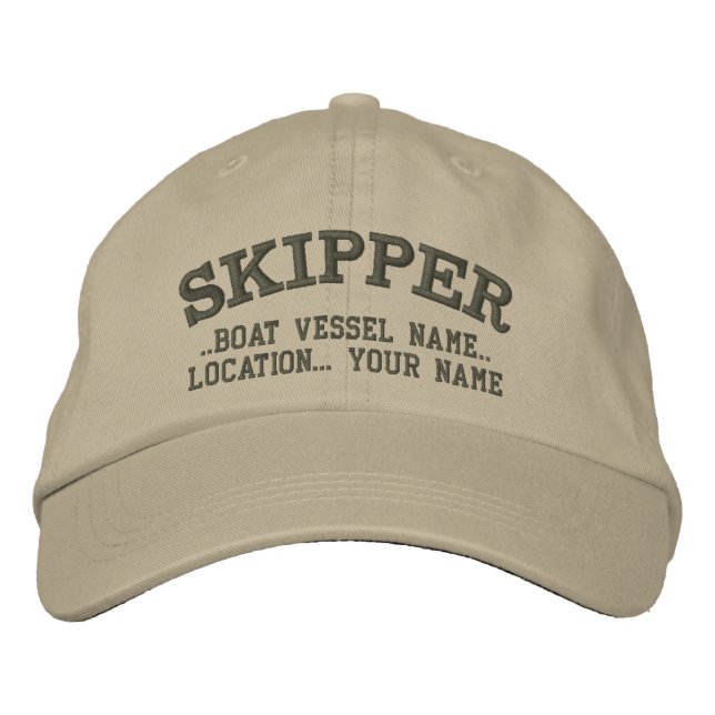 SKIPPER Personalize Your Boat Your Name Embroidered Hat (Front)