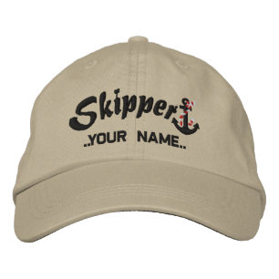 Skipper Personalize Your Name Rope Anchor Embroidered Hat