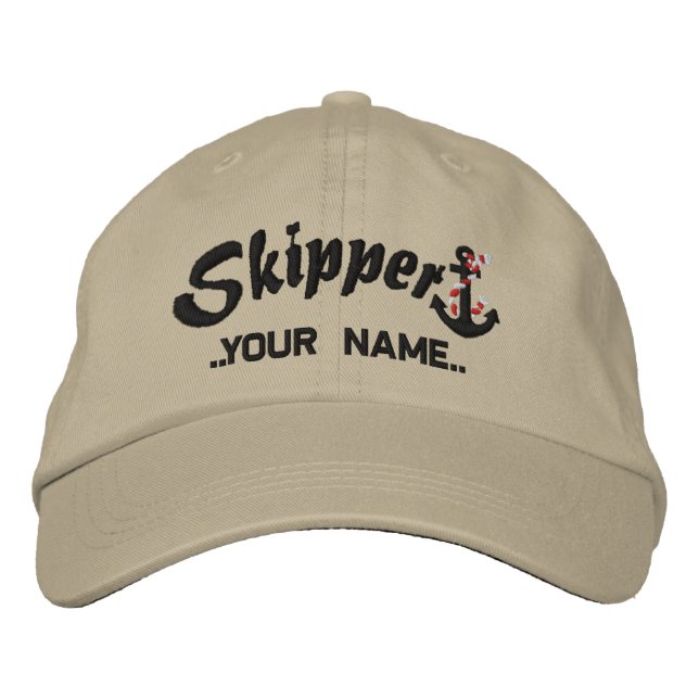 Skipper Personalize Your Name Rope Anchor Embroidered Hat (Front)