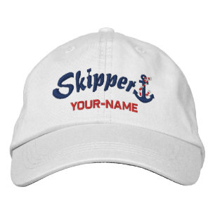 Skipper Personalized Your Name Rope Anchor Embroidered Hat