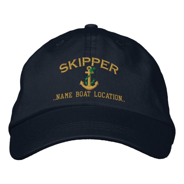 Skipper Rope Anchor Yours to Personalize Embroidered Hat (Front)