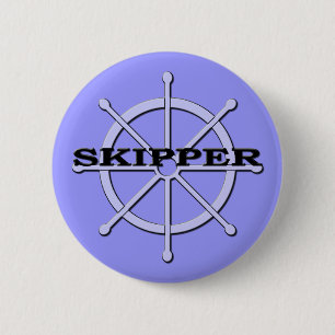 Skipper Ship Wheel Pin Back Button 2