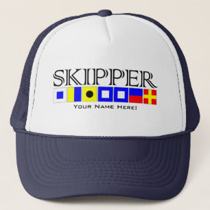 Skipper Title in Nautical Signal Flags Your Name Trucker Hat