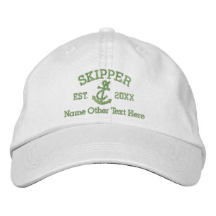 Skipper With Anchor Personalized Embroidered Hat
