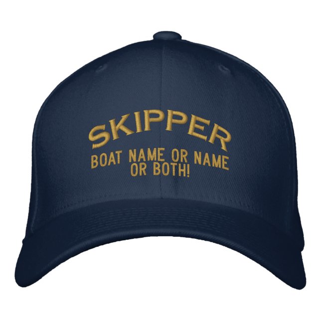 Skipper Your Boat Name Your Name or Both! Embroidered Hat (Front)
