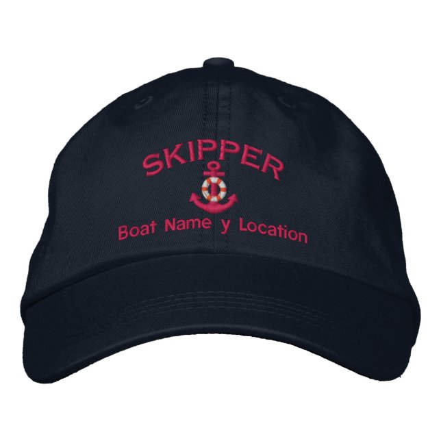 Skipper Your Boat Name Your Name Unique as You Are Embroidered Hat (Front)