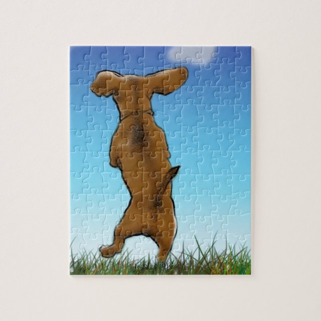 skipping_doxie_color jigsaw puzzle (Vertical)