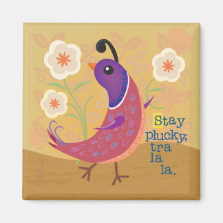 Skipping Quail with Flowers Magnet