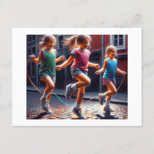 Skipping Rope Together,  Postcard