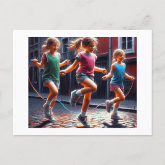 Skipping Rope Together,  Postcard
