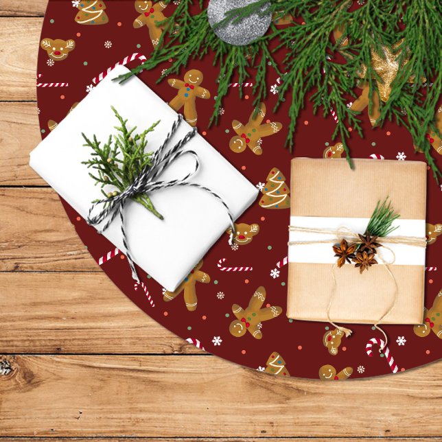 Skirt Christmas tree in red and biscuits Brushed Polyester Tree Skirt (Creator Uploaded)