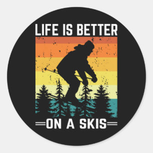 Skis, Alpine Skiing, _16 Classic Round Sticker