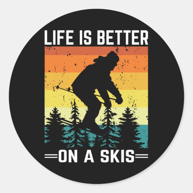 Skis, Alpine Skiing, _16  Classic Round Sticker (Front)