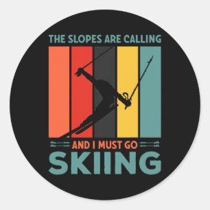 Skis, Alpine Skiing, _1 Classic Round Sticker
