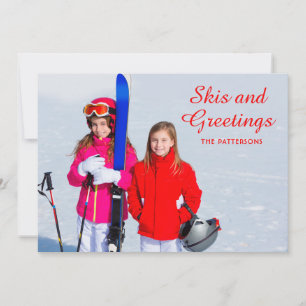 Skis and Greetings Photo Personalized   Christmas