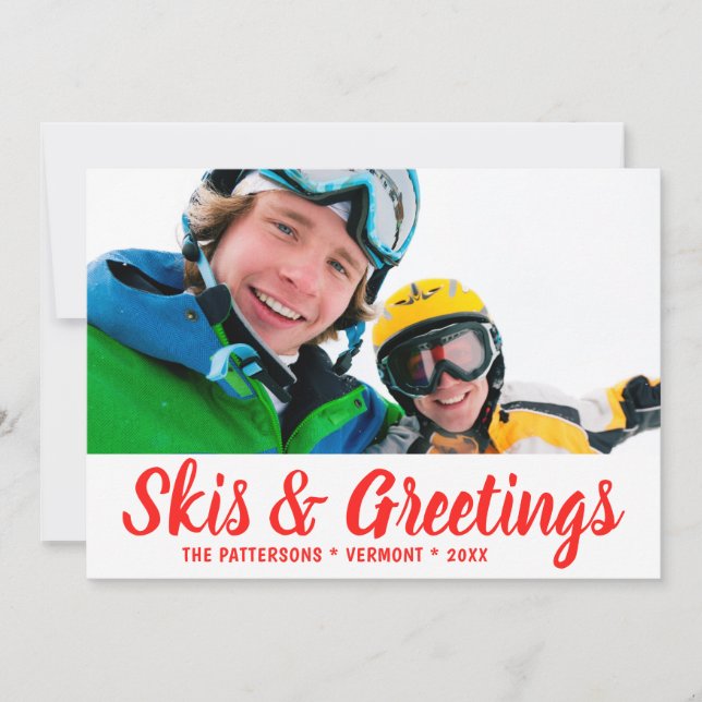 Skis and Greetings Photo Personalized | Christmas (Front)