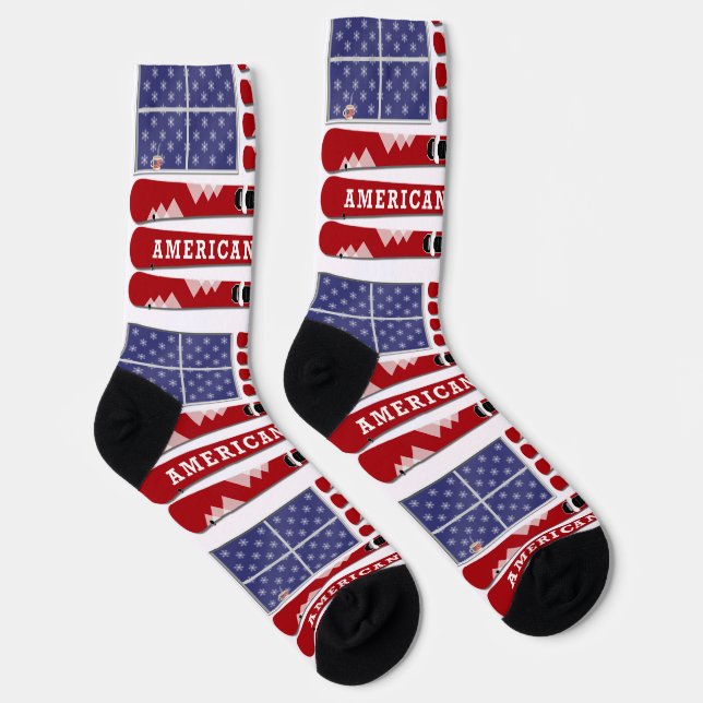 Skis and Snowflakes USA Flag Socks (Right)