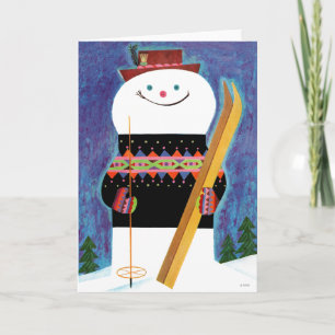 Skis for Snowman Holiday Card