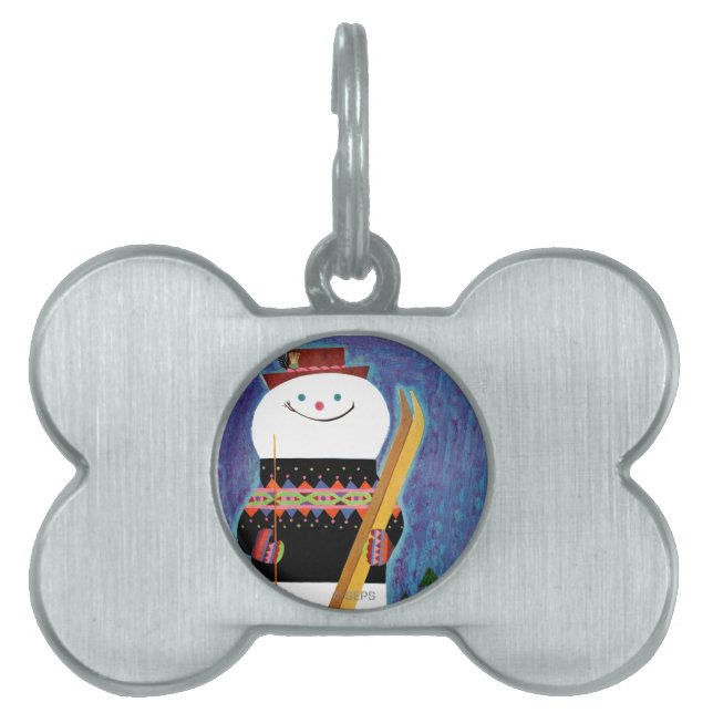 Skis for Snowman Pet Tag (Front)