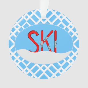 Skis Rouges Et Neige Dans Un Oval