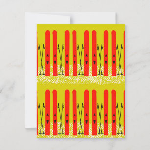 Skis rouges sur carte jaune