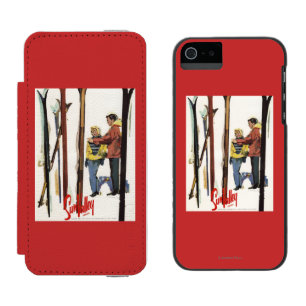Skis Standing Up in Snow by Couple Poster Incipio Watson™ iPhone 5 Wallet Case