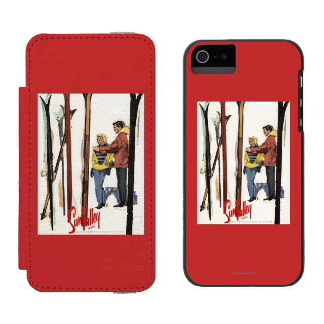 Skis Standing Up in Snow by Couple Poster Incipio iPhone Wallet Case (Side by Side)