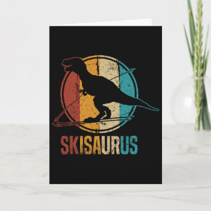Skisaurus Funny Skiing Dino Ski Dinosaur Skiing Di Card