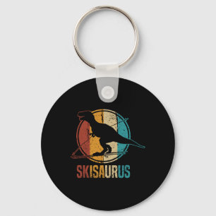 Skisaurus Funny Skiing Dino Ski Dinosaur Skiing Di Keychain