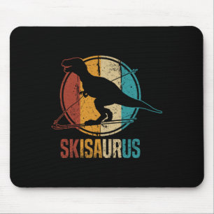 Skisaurus Funny Skiing Dino Ski Dinosaur Skiing Di Mouse Pad