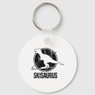 Skisaurus Skiing Dino Ski Dinosaur Skiing Dino Keychain