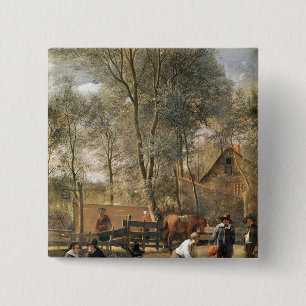Skittle Players outside an Inn, c.1660-63 2 Inch Square Button