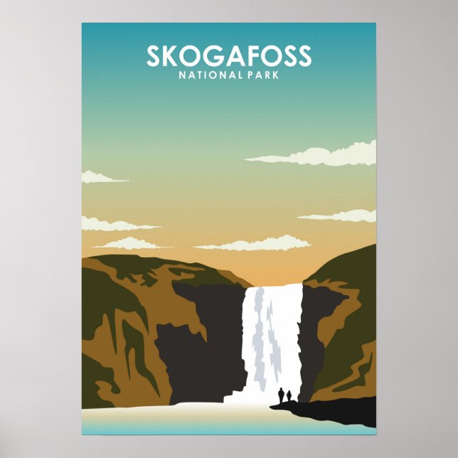 Skogafoss Islande Waterfall Affiche de voyage (Devant)