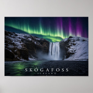 Skógafoss Waterfall Iceland A4 Poster
