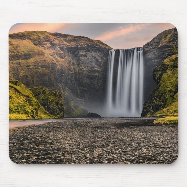 Skogafoss Waterfall in the Morning Sunrise Mouse Pad (Front)