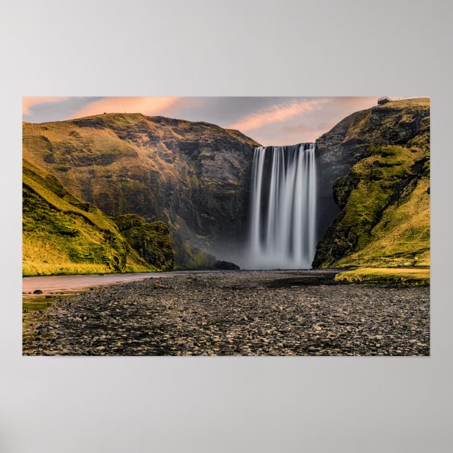 Skogafoss Waterfall in the Morning Sunrise Poster (Front)