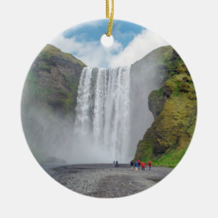 Skogafoss waterfall - Skogar village, Iceland Ceramic Ornament