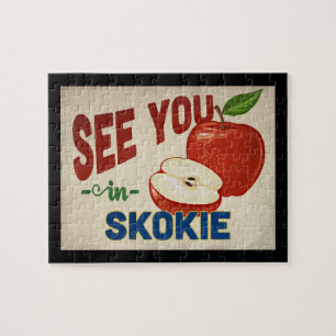 Skokie Illinois Apple - Vintage Travel Jigsaw Puzzle