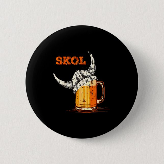Skol Nordic Viking Helmet Drinking Gl  2 Inch Round Button (Front)