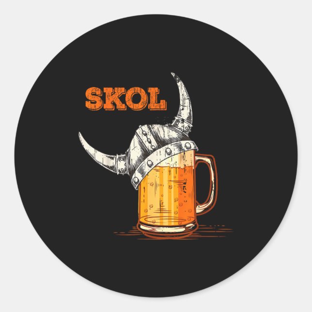 Skol Nordic Viking Helmet Drinking Gl  Classic Round Sticker (Front)