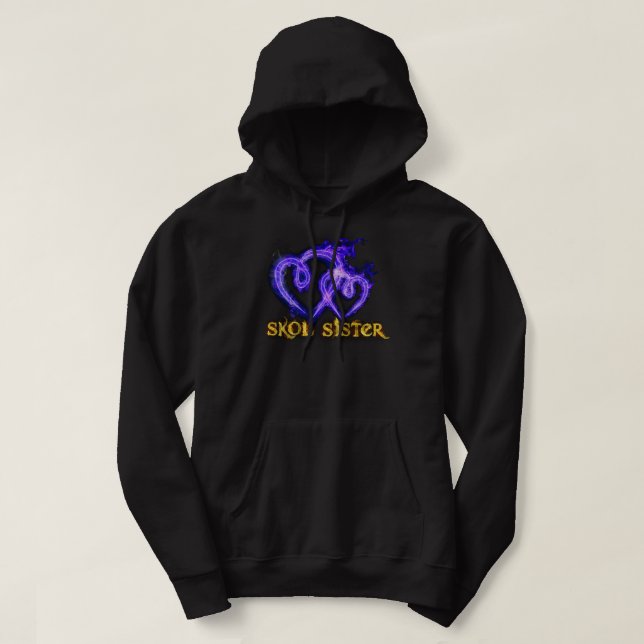 Skol Sister Flaming Hearts Hoodie (Design Front)