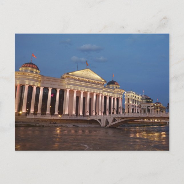 Skopje at night, North Macedonia Postcard (Front)
