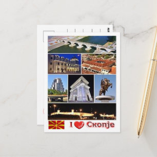 Skopje - Macedonia - I Love - Postcard